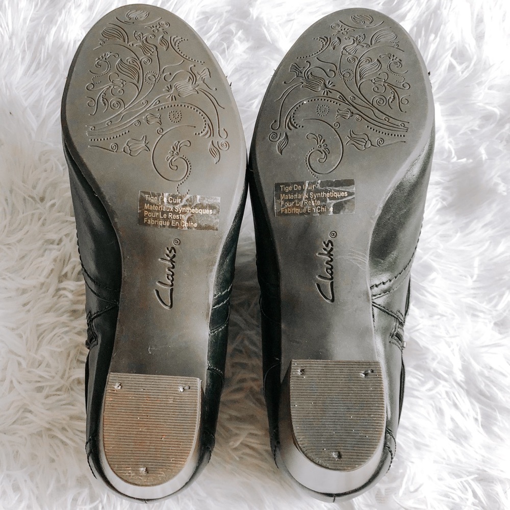 Clarks Indigo Black Leather Shoe Booties Size 8 - Picture 6 of 8